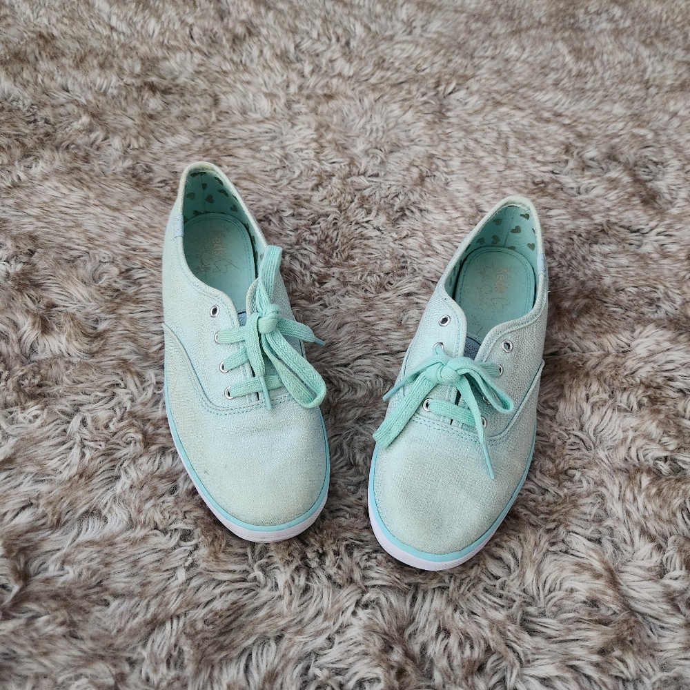 Keds X Taylor Swift Champion Metallic Canvas Sneakers Blue Women's Size 8